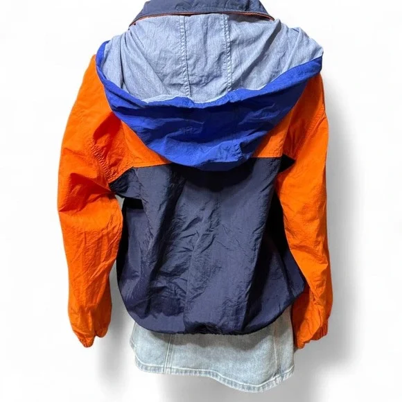 90s Vintage Tommy Hilfiger Colorblock Blue and Orange Windbreaker Streetwear - Picture 5 of 8
